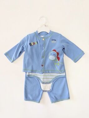Okie Dokie Little Dino Blue Baby 3Pc Set